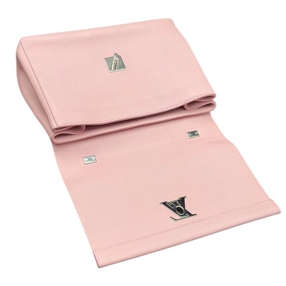 Authentic Louis Vuitton Soft Calfskin Lockme Top Handle Rose Ballerine Pink Bag - Picture 10 of 13